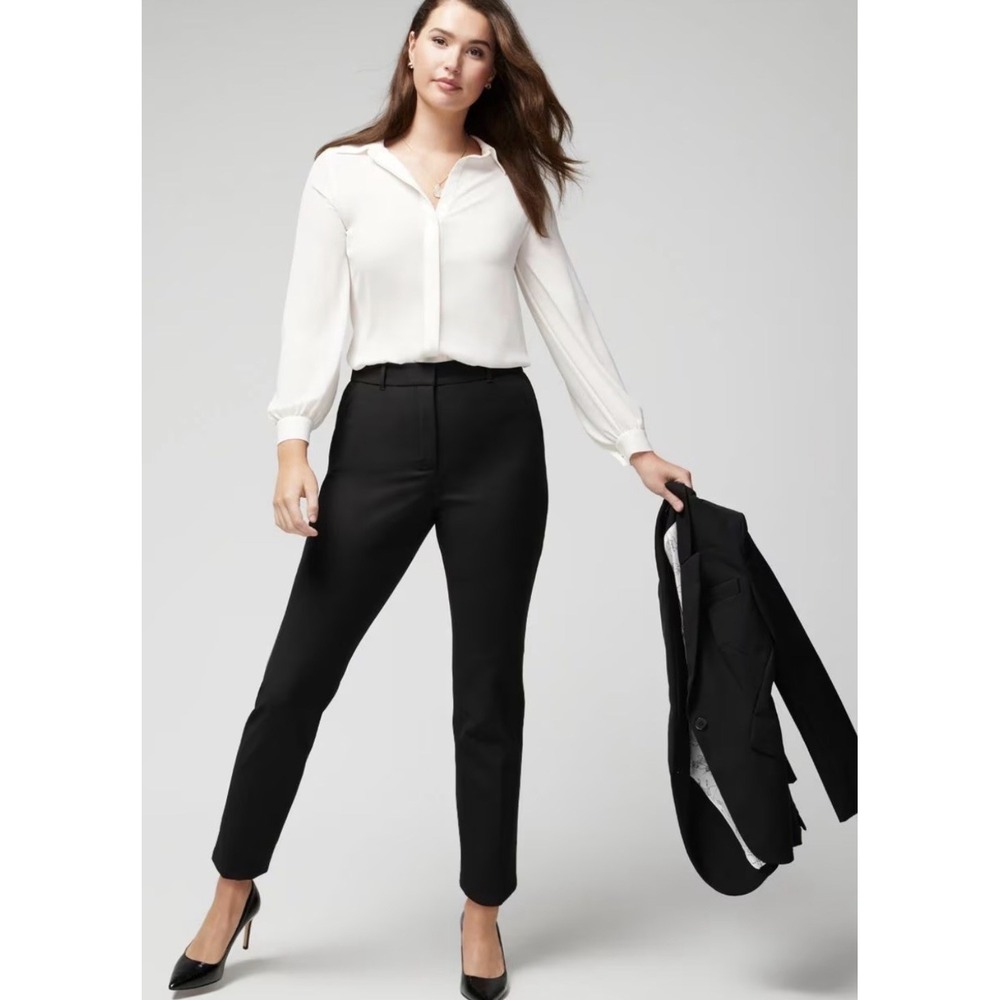 NEW WHBM White House Black Market Elle Slim Trouser Comfort Stretch Black 16R